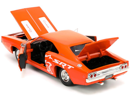 1968 Dodge Charger R/T SRT Orange with White Stripes and Graphics "Bigtime Muscle" Series 1/24 Diecast Model Car by Jada by Jada