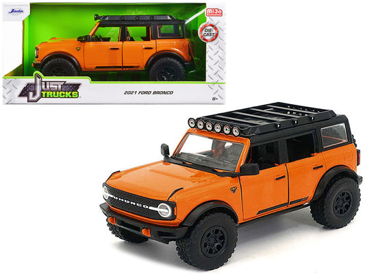 2021 Ford Bronco Orange with Black Stripes and Roof Rack "Just Trucks" Series 1/24 Diecast Model Car by Jada by Jada