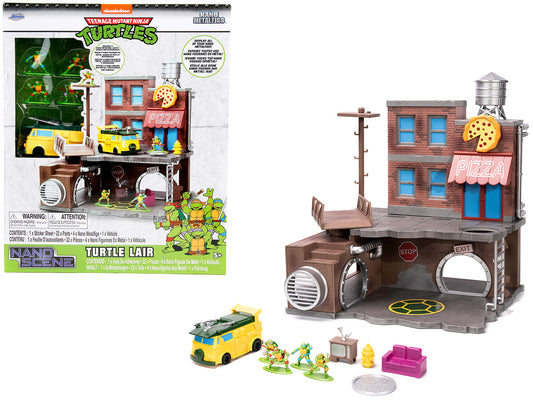 "Teenage Mutant Ninja Turtles" Turtle Lair Diorama Set with Figures and Party Wagon "Nano Scene" Series Model by Jada by Jada