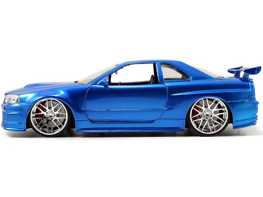 Brian's Nissan GTR Skyline R34 RHD (Right Hand Drive) Blue 25th Anniversary "Fast & Furious" Movie 1/24 Diecast Model Car by Jada by Jada