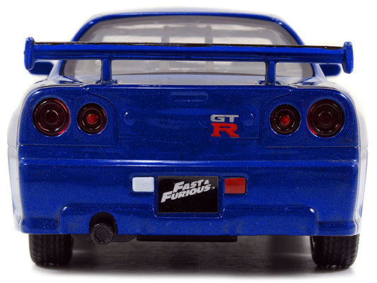 Brian's Nissan Skyline GT-R (R34) RHD (Right Hand Drive) Blue Metallic "Fast & Furious" (2009) Movie "25 Years of Fast & Furious" Series 1/32 Diecast Model Car by Jada by Jada