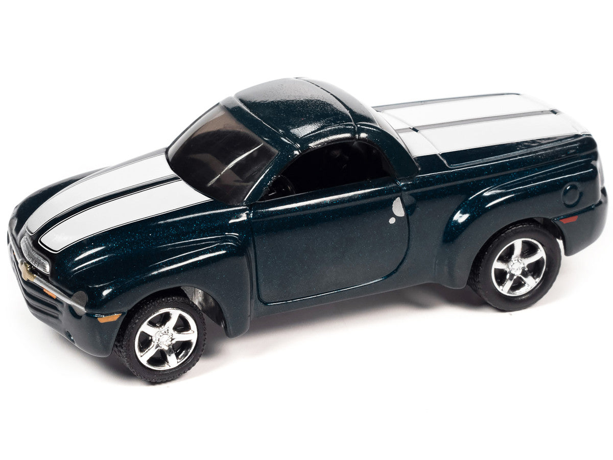 2005 Chevrolet SSR Pickup Truck Bermuda Blue Metallic with White Stripes "Classic Gold Collection" Series Limited Edition to 8476 pieces Worldwide 1/64 Diecast Model Car by Johnny Lightning by Johnny Lightning