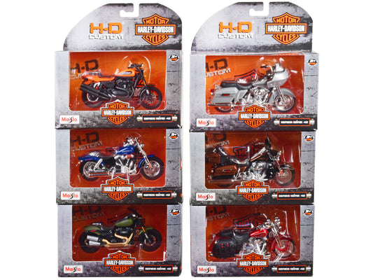 Harley-Davidson Motorcycles 6 piece Set Series 42 1/18 Diecast Motorcycle Models by Maisto by Maisto