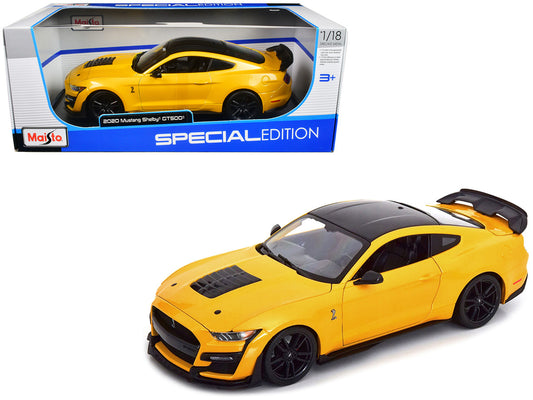 2020 Ford Mustang Shelby GT500 Yellow with Black Top "Special Edition" 1/18 Diecast Model Car by Maisto by Maisto