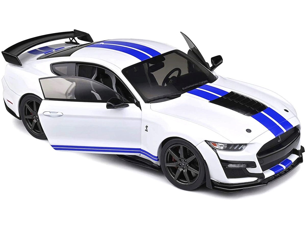 2020 Ford Mustang Shelby GT500 White with Blue Stripes "Special Edition" 1/18 Diecast Model Car by Maisto by Maisto