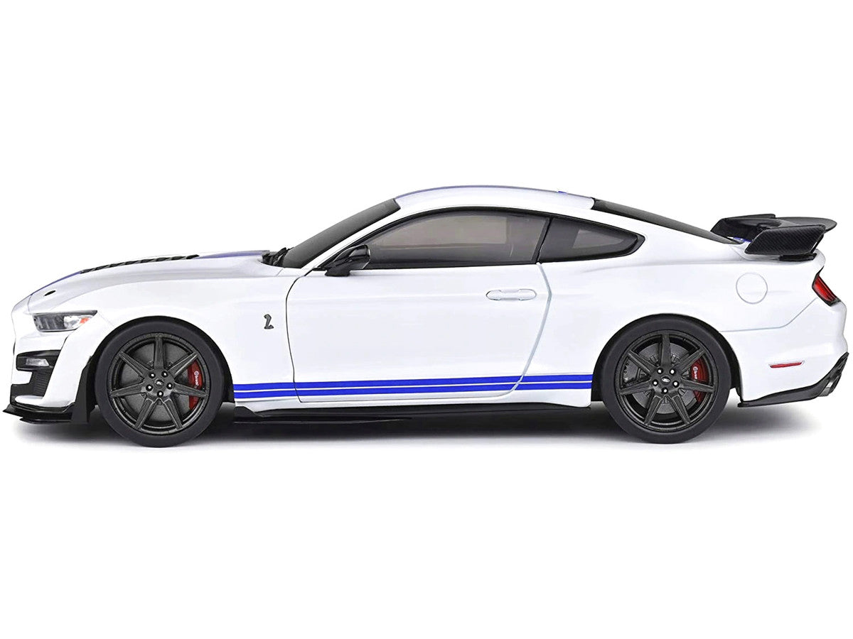 2020 Ford Mustang Shelby GT500 White with Blue Stripes "Special Edition" 1/18 Diecast Model Car by Maisto by Maisto