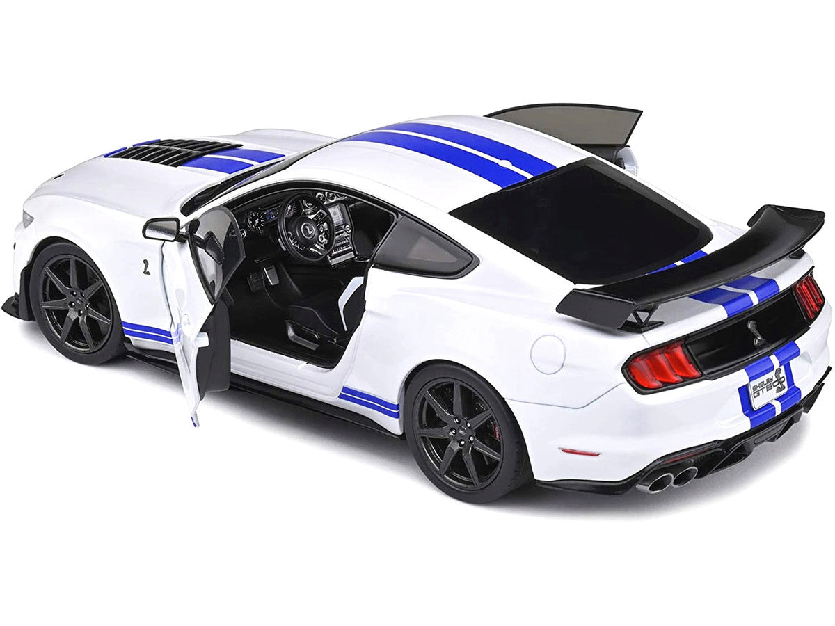 2020 Ford Mustang Shelby GT500 White with Blue Stripes "Special Edition" 1/18 Diecast Model Car by Maisto by Maisto