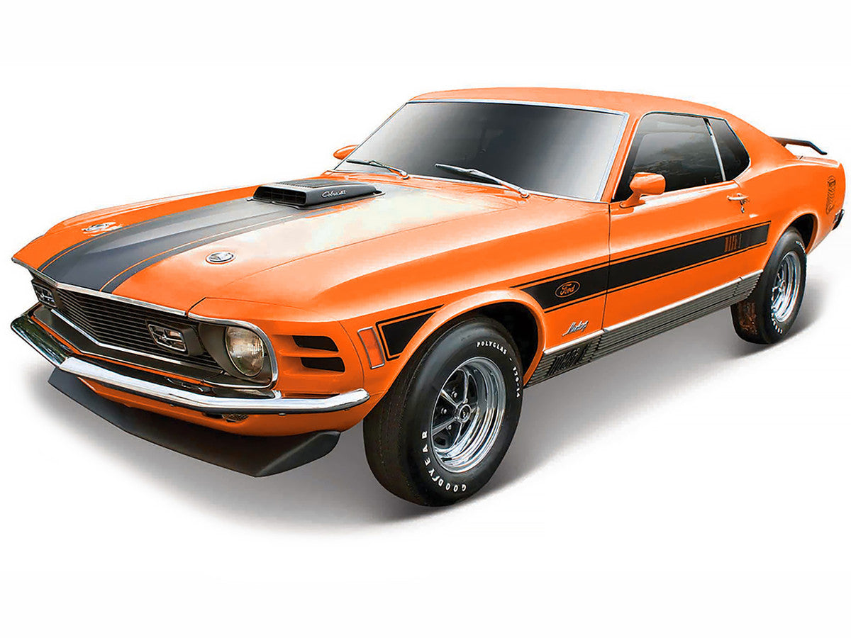 1970 Ford Mustang Mach 1 428 "Twister Special" Orange with Black Stripes "Special Edition" 1/18 Diecast Model Car by Maisto by Maisto