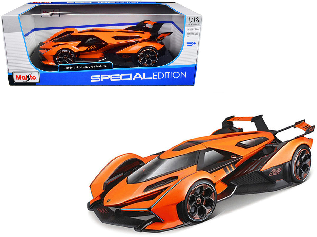 Lamborghini V12 Vision Gran Turismo Orange Metallic "Special Edition" 1/18 Diecast Model Car by Maisto by Maisto