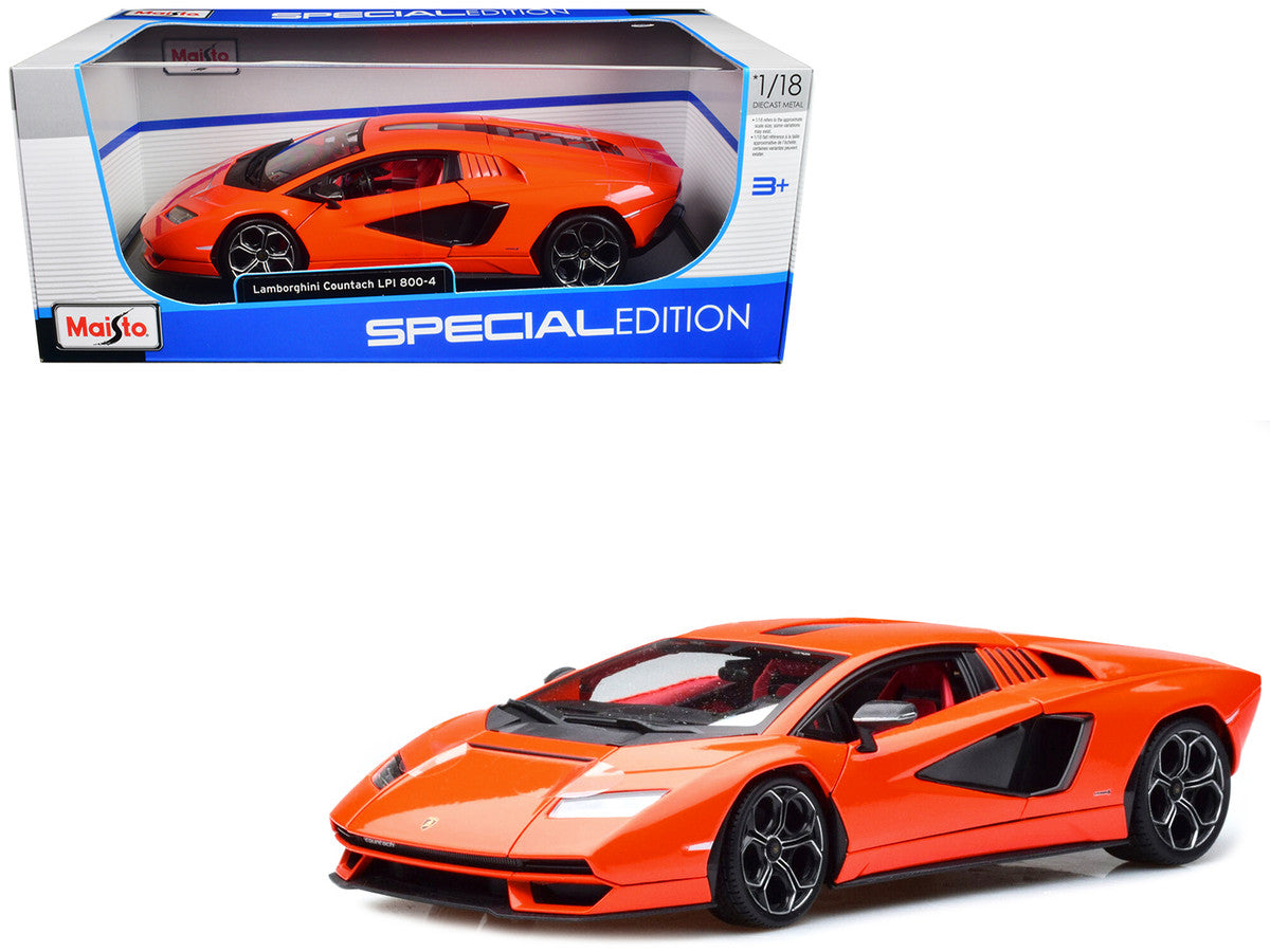 Lamborghini Countach LPI 800-4 Orange with Red Interior "Special Edition" 1/18 Diecast Model Car by Maisto by Maisto
