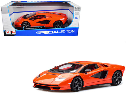 Lamborghini Countach LPI 800-4 Orange with Red Interior "Special Edition" 1/18 Diecast Model Car by Maisto by Maisto