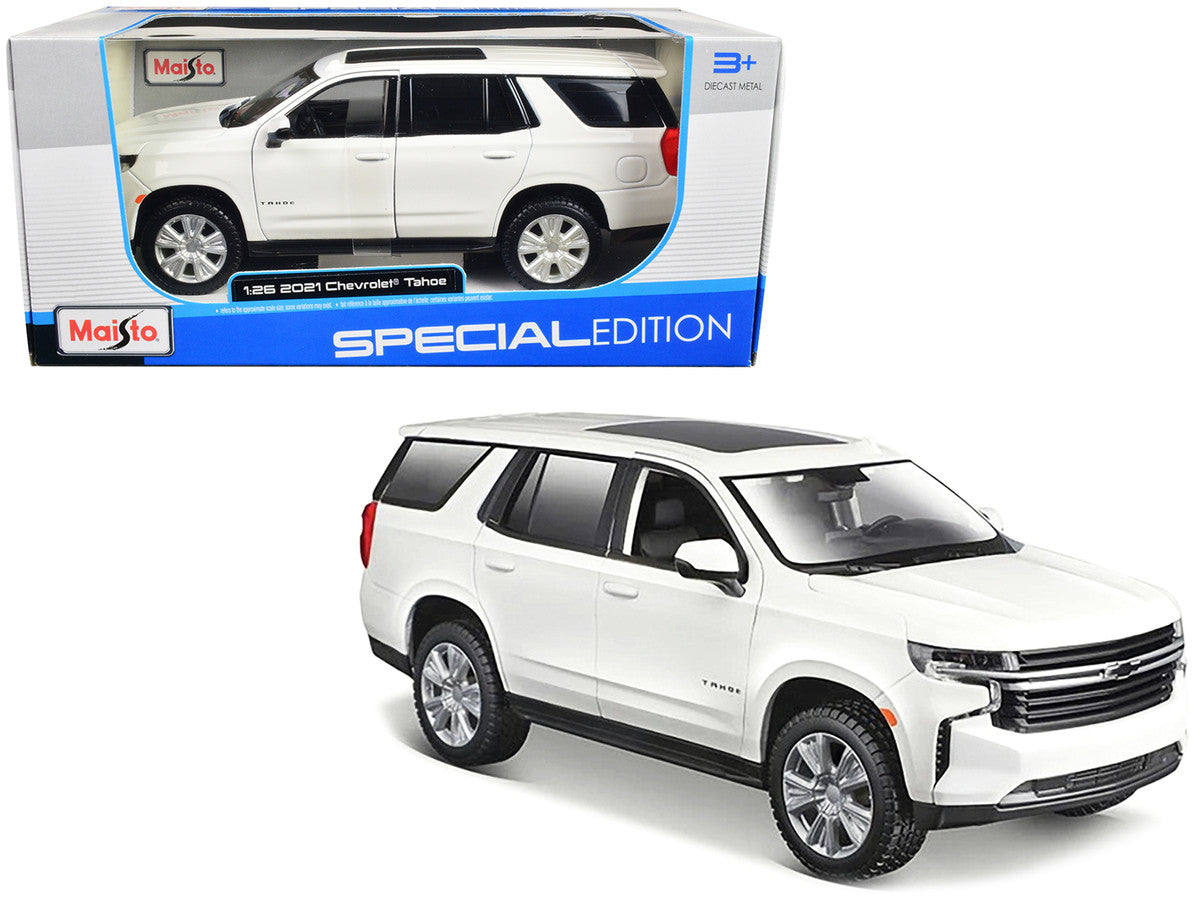 2021 Chevrolet Tahoe White with Sunroof "Special Edition" 1/26 Diecast Model Car by Maisto by Maisto