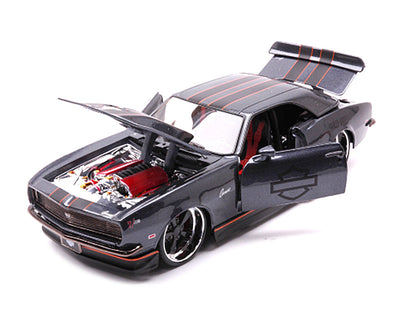 1968 Chevrolet Camaro Z/28 Dark Gray Metallic with Black and Orange Stripes "Harley Davidson" "H-D Custom" 1/24 Diecast Model Car by Maisto by Maisto