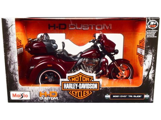 2021 Harley Davidson CVO Tri Glide Motorcycle Dark Red Metallic "H-D Custom" 1/12 Diecast Model Car by Maisto by Maisto