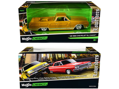 1965 Chevrolet El Camino Lowrider Gold Metallic with Graphics "Lowriders" Series 1/25 Diecast Model Car by Maisto by Maisto