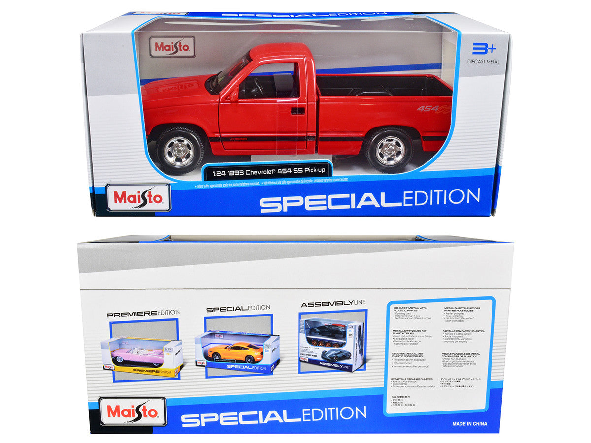 1993 Chevrolet 454 SS Pickup Truck Red 1/24 Diecast Model Car by Maisto by Maisto