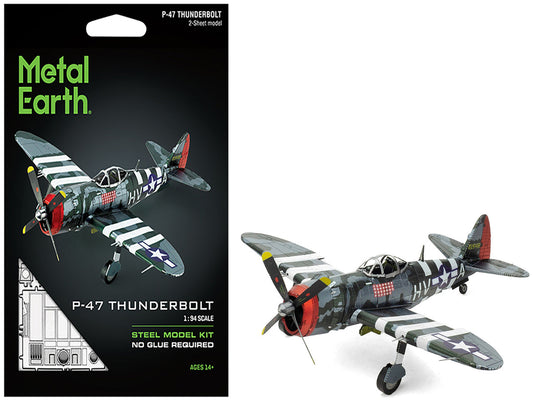 Model Kit Republic P-47 Thunderbolt Fighter Aircraft "The Jug" United States Army Air Forces (Moderate Difficulty) Steel Model by Metal Earth by Metal Earth