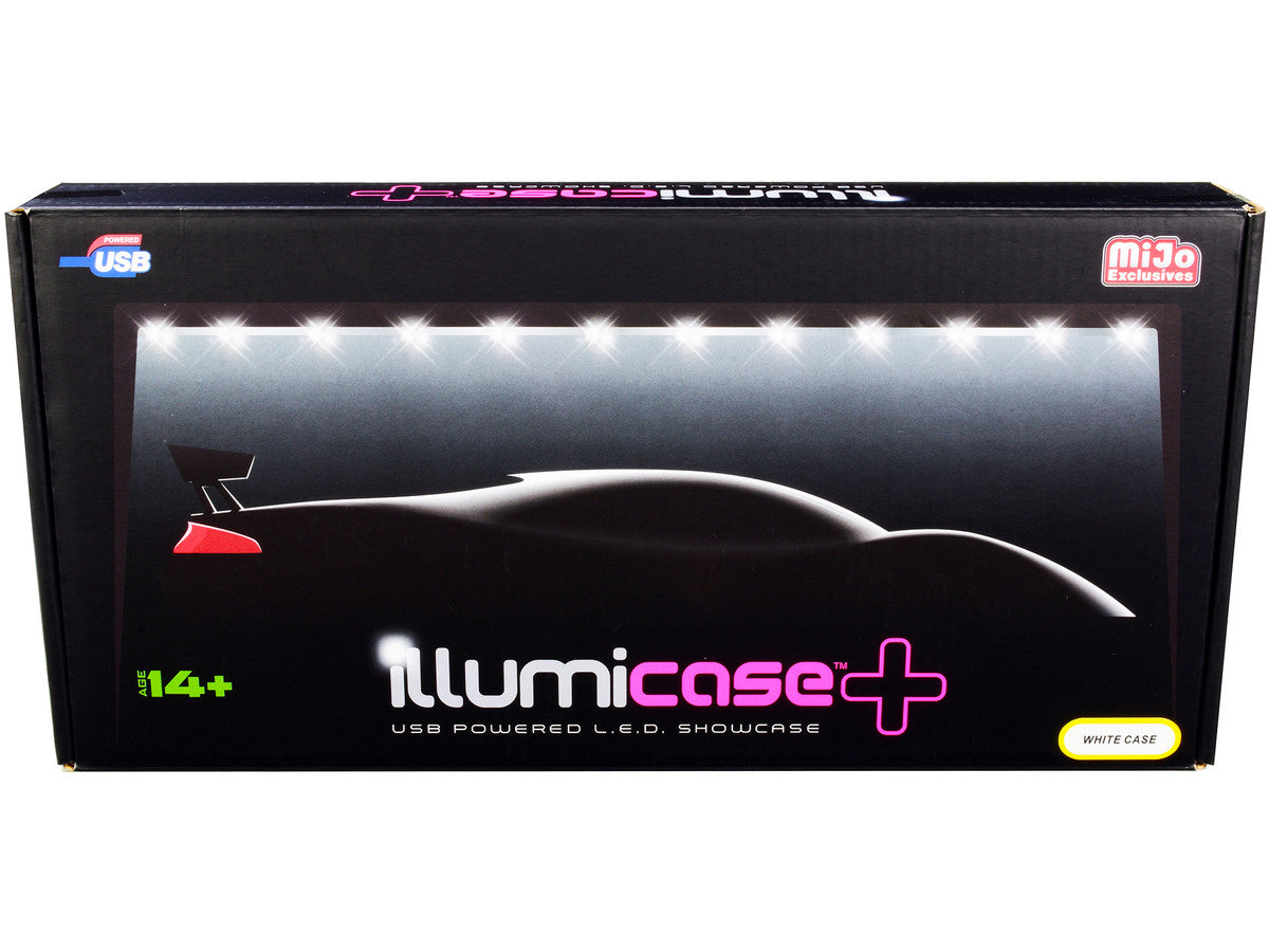 White Collectible Display Show Case Illumicase+ with LED Lights and Mirror Base and Back for 1/64 1/43 1/32 1/24 1/18 Scale Models by Illumibox by Illumibox