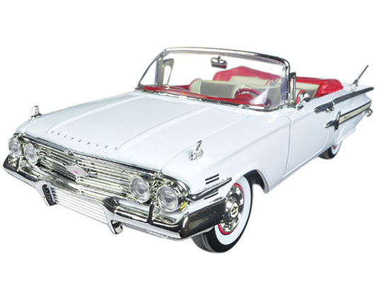 1960 Chevrolet Impala Convertible White with Red Interior 1/18 Diecast Model Car by Motormax by Motormax