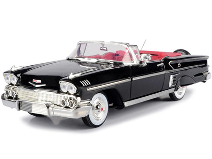 1958 Chevrolet Impala Convertible Black with Red Interior "Timeless Classics" 1/18 Diecast Model Car by Motormax by Motormax