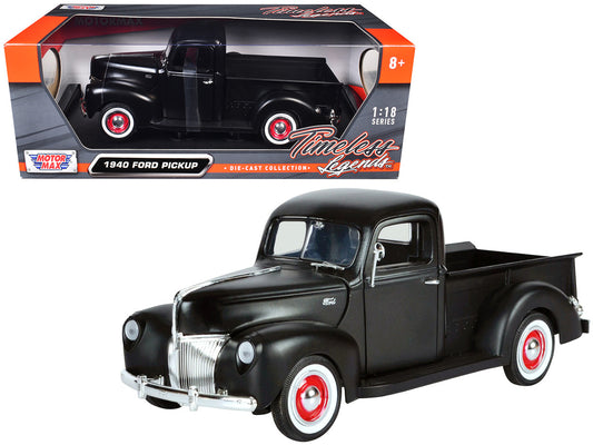 1940 Ford Pickup Matt Black 1/18 Diecast Model Car by Motormax by Motormax
