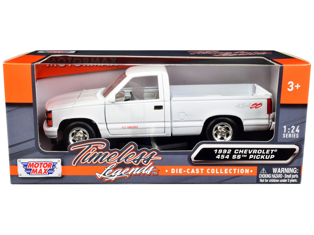 1992 Chevrolet 454 SS Pickup Truck White 1/24 Diecast Model Car by Motormax by Motormax