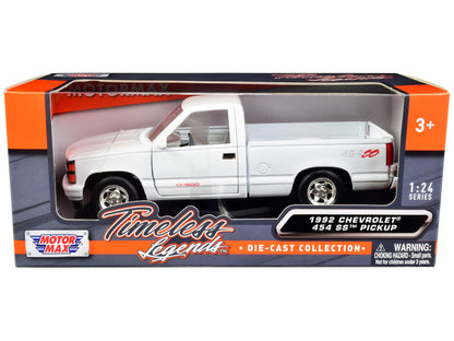 1992 Chevrolet 454 SS Pickup Truck White 1/24 Diecast Model Car by Motormax by Motormax