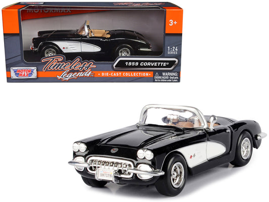 1959 Chevrolet Corvette Black 1/24 Diecast Model Car by Motormax by Motormax