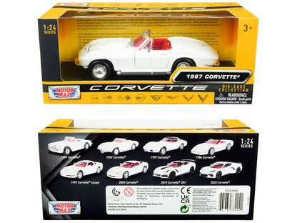 1967 Chevrolet Corvette C2 Convertible White with Red Interior "History of Corvette" Series 1/24 Diecast Model Car by Motormax by Motormax