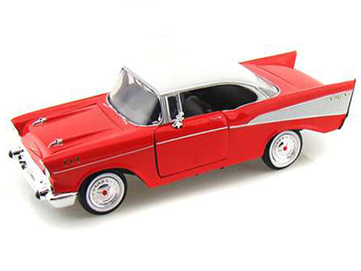 1957 Chevrolet Bel Air Red with White Top 1/24 Diecast Model Car by Motormax by Motormax