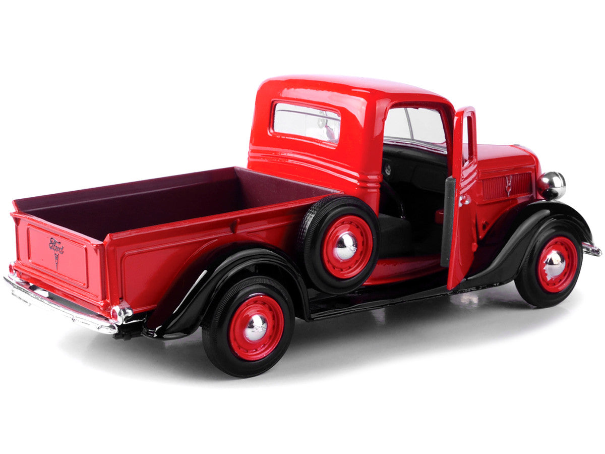 1937 Ford Pickup Truck Red and Black 1/24 Diecast Model Car by Motormax by Motormax