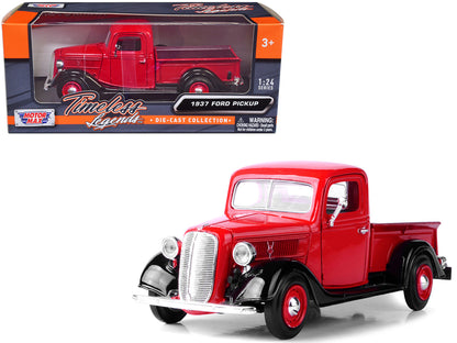 1937 Ford Pickup Truck Red and Black 1/24 Diecast Model Car by Motormax by Motormax