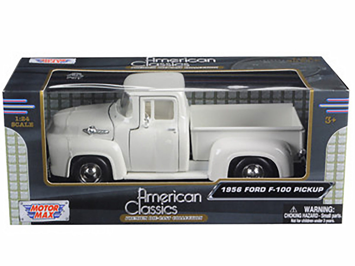 1956 Ford F-100 Pickup Truck White 1/24 Diecast Model Car by Motormax by Motormax