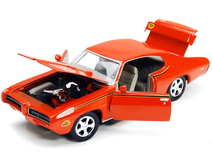 1969 Pontiac GTO Judge Orange with Stripes 1/24 Diecast Model Car by Motormax by Motormax