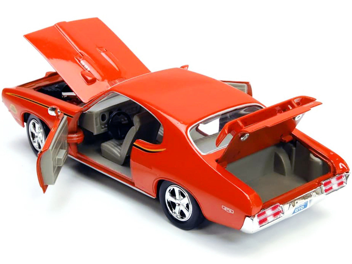 1969 Pontiac GTO Judge Orange with Stripes 1/24 Diecast Model Car by Motormax by Motormax