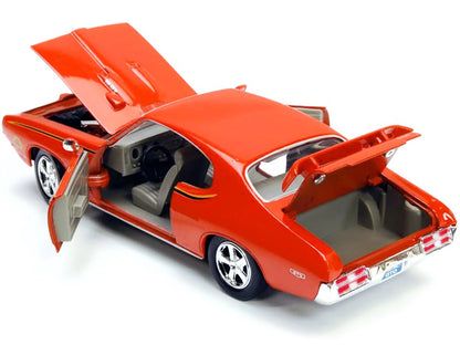 1969 Pontiac GTO Judge Orange with Stripes 1/24 Diecast Model Car by Motormax by Motormax