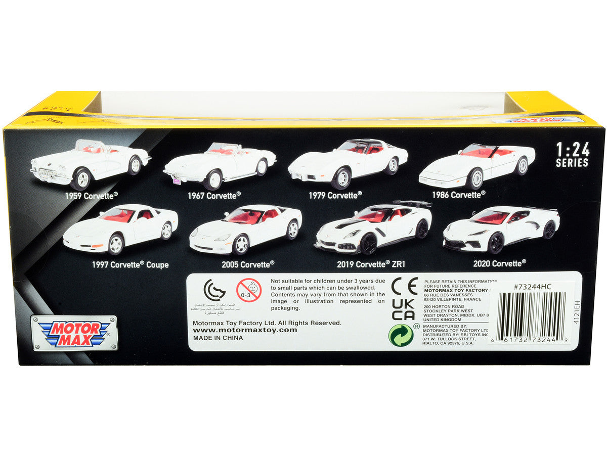1967 Chevrolet Corvette C2 Convertible White with Red Interior "History of Corvette" Series 1/24 Diecast Model Car by Motormax by Motormax