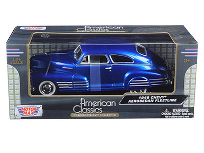 1948 Chevrolet Aerosedan Fleetline Blue 1/24 Diecast Model Car by Motormax by Motormax