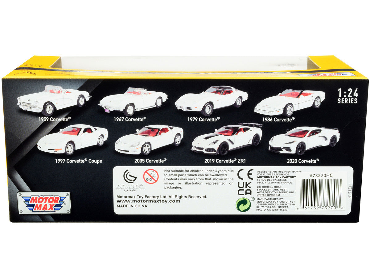 2005 Chevrolet Corvette C6 White with Red Interior "History of Corvette" Series 1/24 Diecast Model Car by Motormax by Motormax