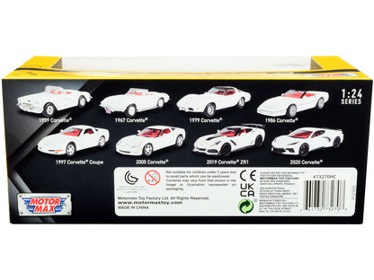 2005 Chevrolet Corvette C6 White with Red Interior "History of Corvette" Series 1/24 Diecast Model Car by Motormax by Motormax