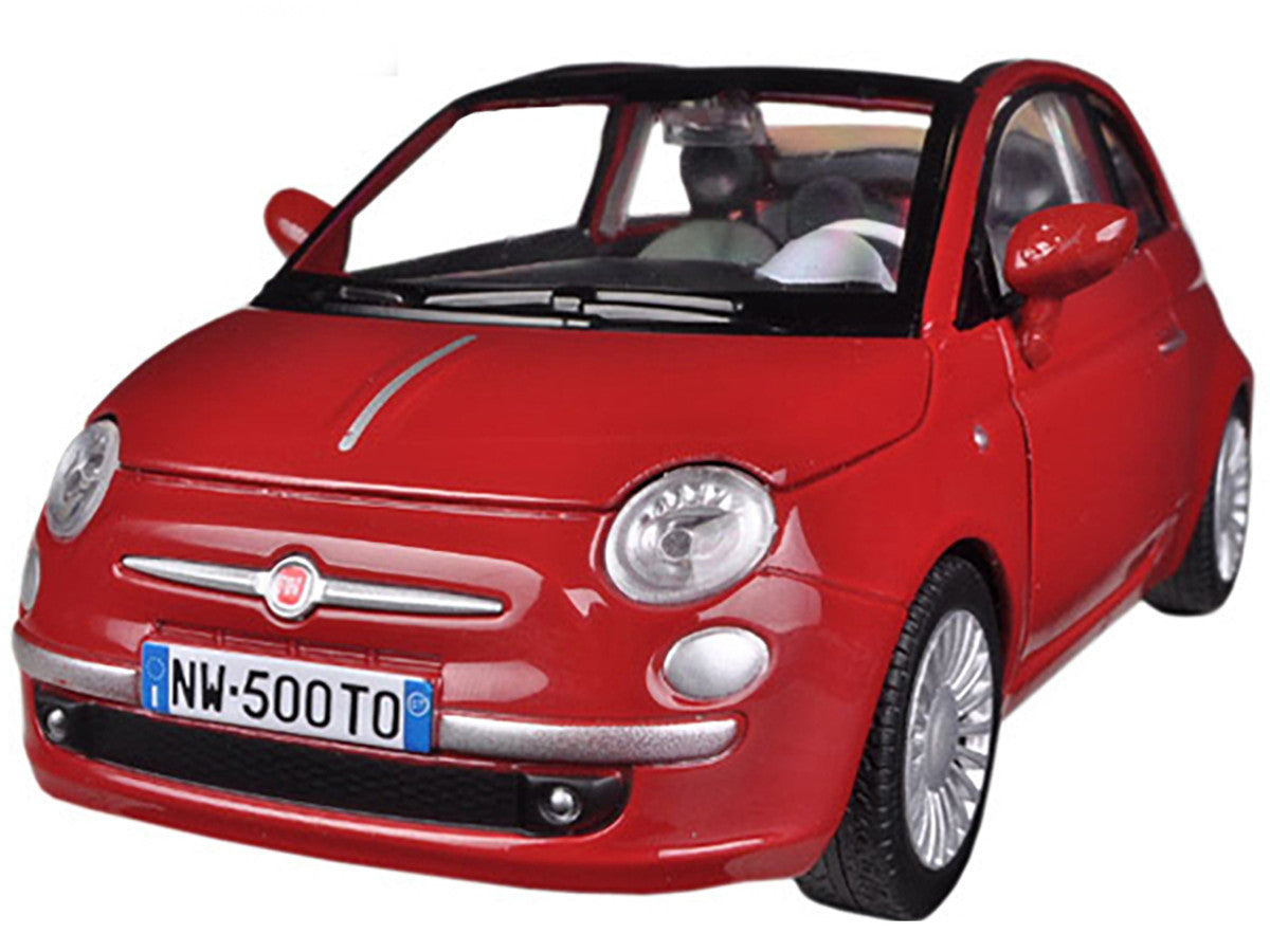 Fiat 500 Nuova Cabrio Red 1/24 Diecast Model Car by Motormax by Motormax