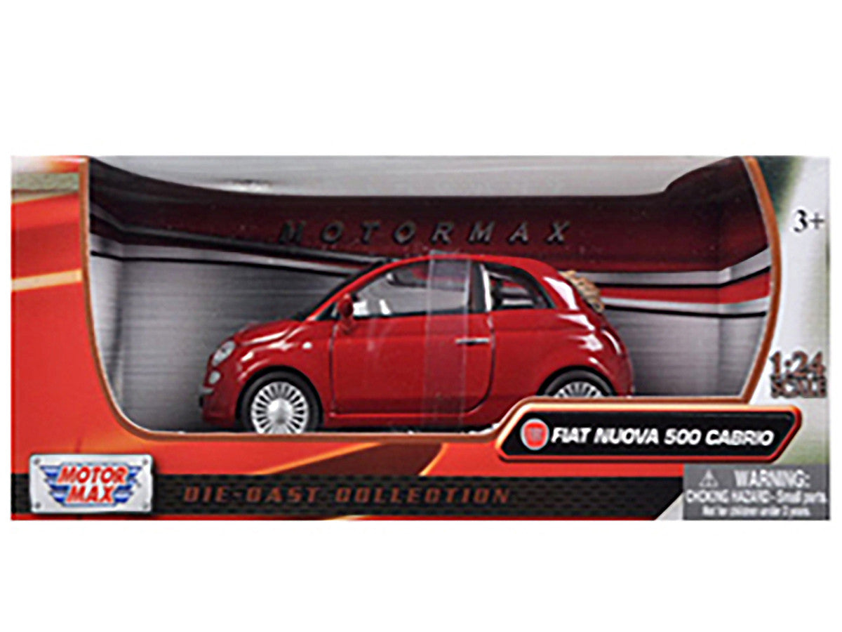 Fiat 500 Nuova Cabrio Red 1/24 Diecast Model Car by Motormax by Motormax