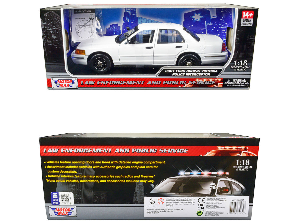 2001 Ford Crown Victoria Police Car Unmarked White "Custom Builder's Kit" Series 1/18 Diecast Model Car by Motormax by Motormax