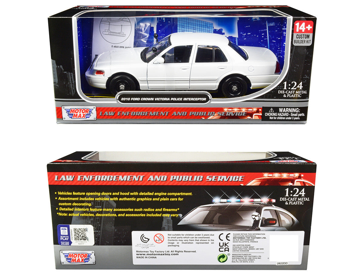 2010 Ford Crown Victoria Police Interceptor Unmarked White "Custom Builder's Kit" Series 1/24 Diecast Model Car by Motormax by Motormax
