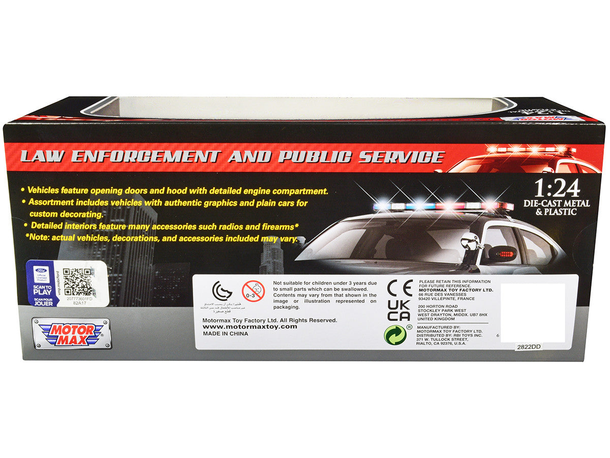 2010 Ford Crown Victoria Police Interceptor Unmarked White "Custom Builder's Kit" Series 1/24 Diecast Model Car by Motormax by Motormax