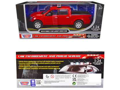 2019 Ford F-150 Lariat Crew Cab Pickup Truck Unmarked Fire Department Red "Law Enforcement and Public Service" Series 1/24 Diecast Model Car by Motormax-2