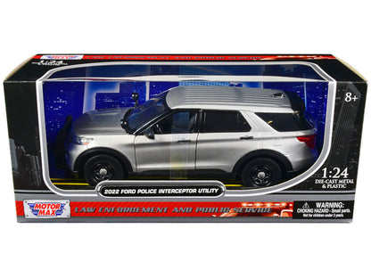 2022 Ford Police Interceptor Utility Unmarked Slick-Top Silver 1/24 Diecast Model Car by Motormax by Motormax