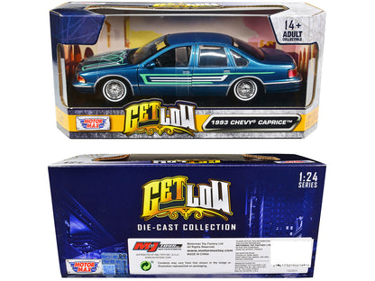 1993 Chevrolet Caprice Lowrider Blue Metallic with Graphics "Get Low" Series 1/24 Diecast Model Car by Motormax by Motormax