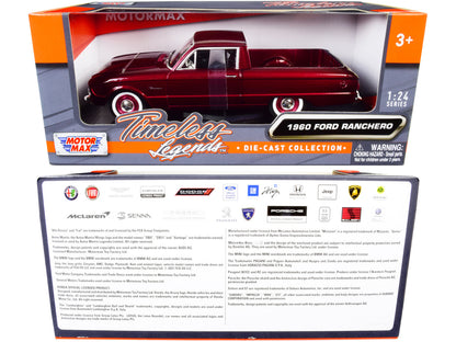 1960 Ford Ranchero Pickup Burgundy Metallic 1/24 Diecast Model Car by Motormax by Motormax