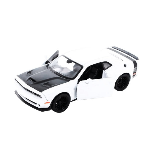2018 Dodge Challenger SRT Hellcat Widebody White with Black Hood 1/24 Diecast Model Car by Motormax by Motormax